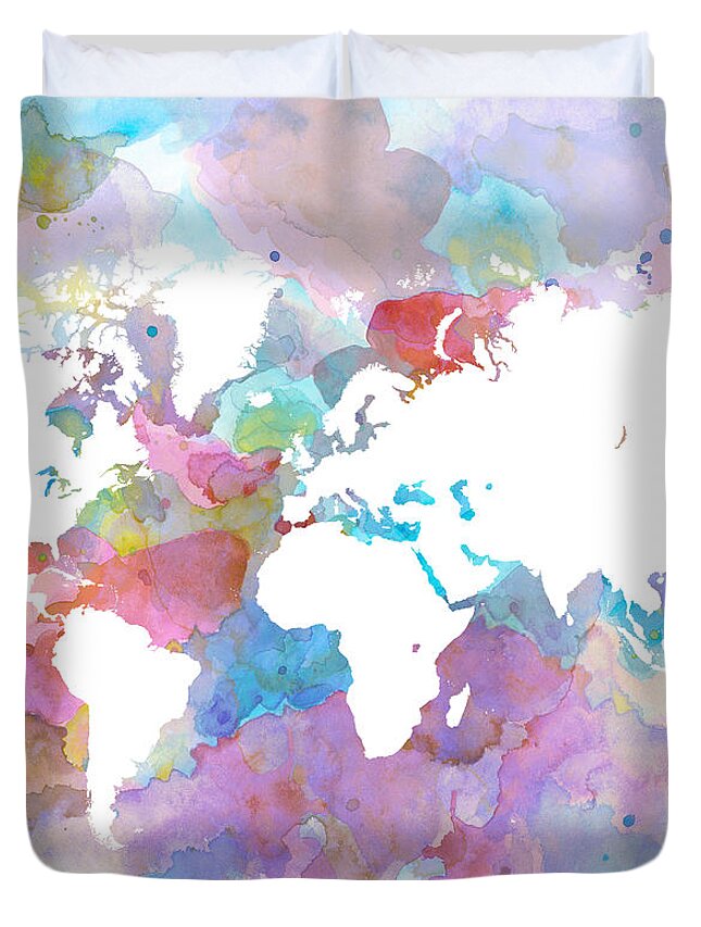 World Duvet Cover featuring the mixed media Design 48 by Lucie Dumas