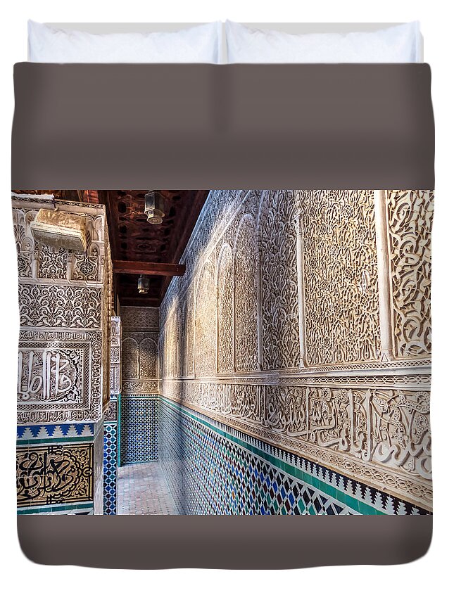 Fes Duvet Cover featuring the photograph Detail of Medersa el-Attarine by Claudio Maioli