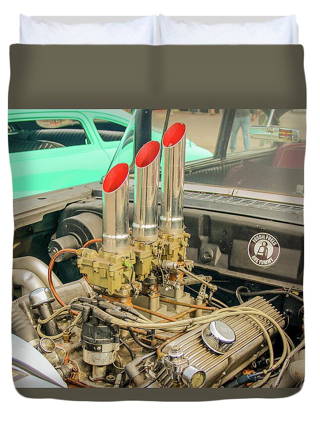 Ratrod Duvet Cover featuring the photograph Deuces by Darrell Foster
