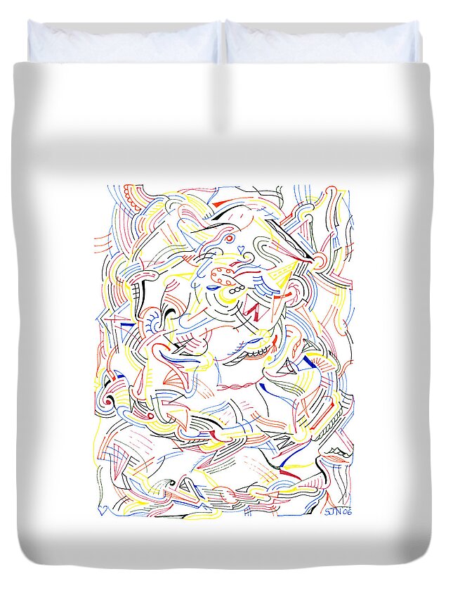 Mazes Duvet Cover featuring the drawing Deviate by Steven Natanson
