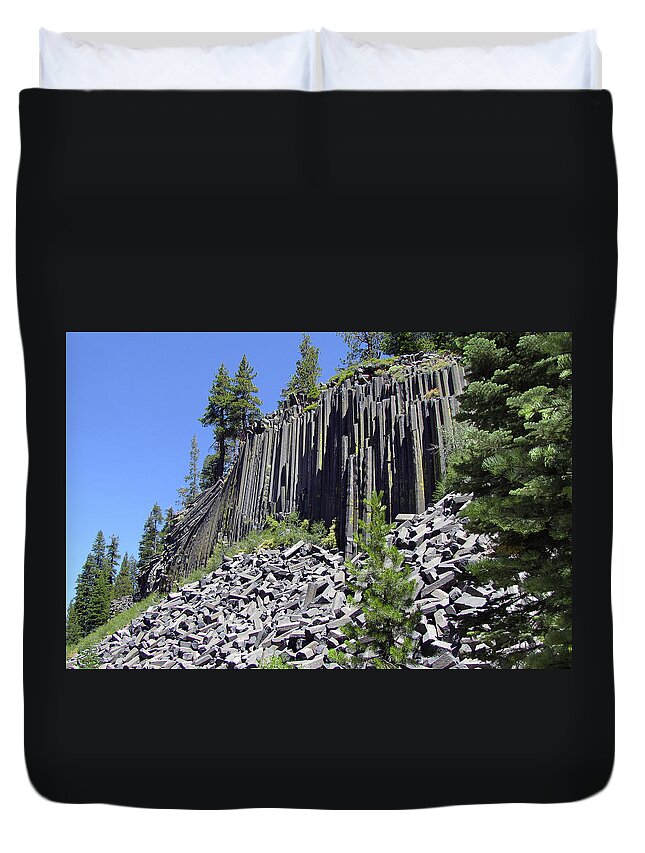 Devils Postpile Duvet Cover featuring the photograph Devil's Postpile - Nature's Masterpiece by Alexandra Till