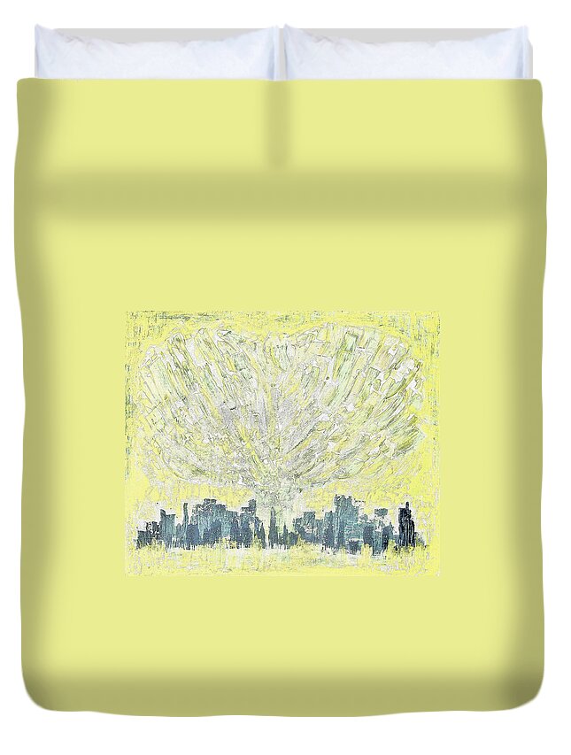 City Digital Arwork Duvet Cover featuring the painting DG1 - yes heart D1 by KUNST MIT HERZ Art with heart