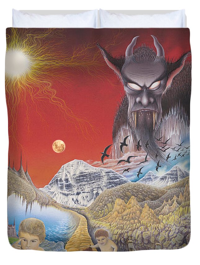 Surrealism Duvet Cover featuring the painting Diary of Second Recognition by Leonard Rubins