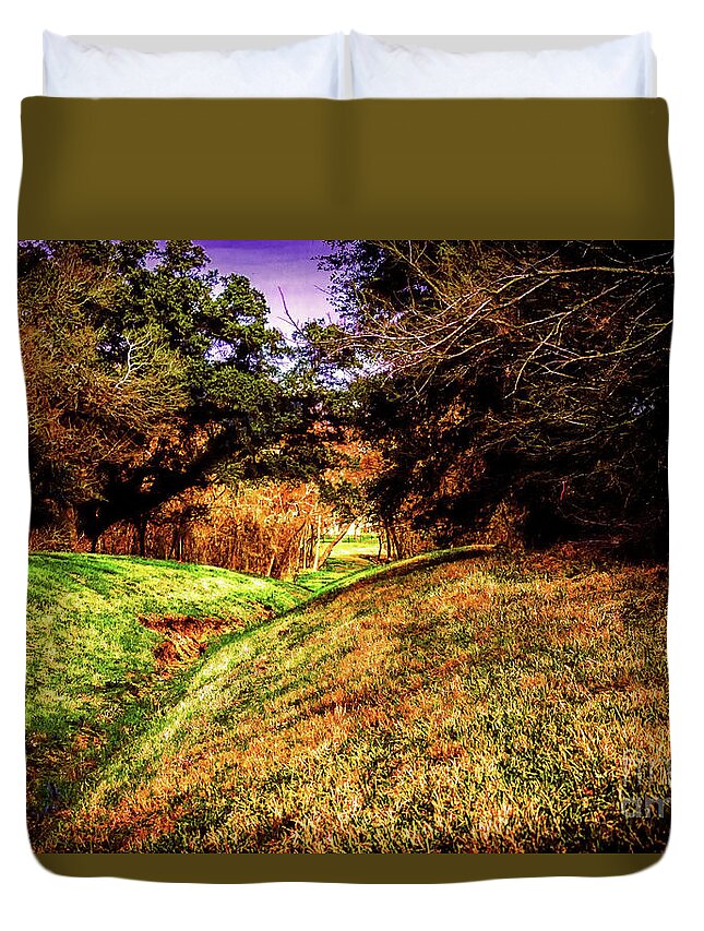 Woods Duvet Cover featuring the photograph Digital Woodland Tunnel by JB Thomas