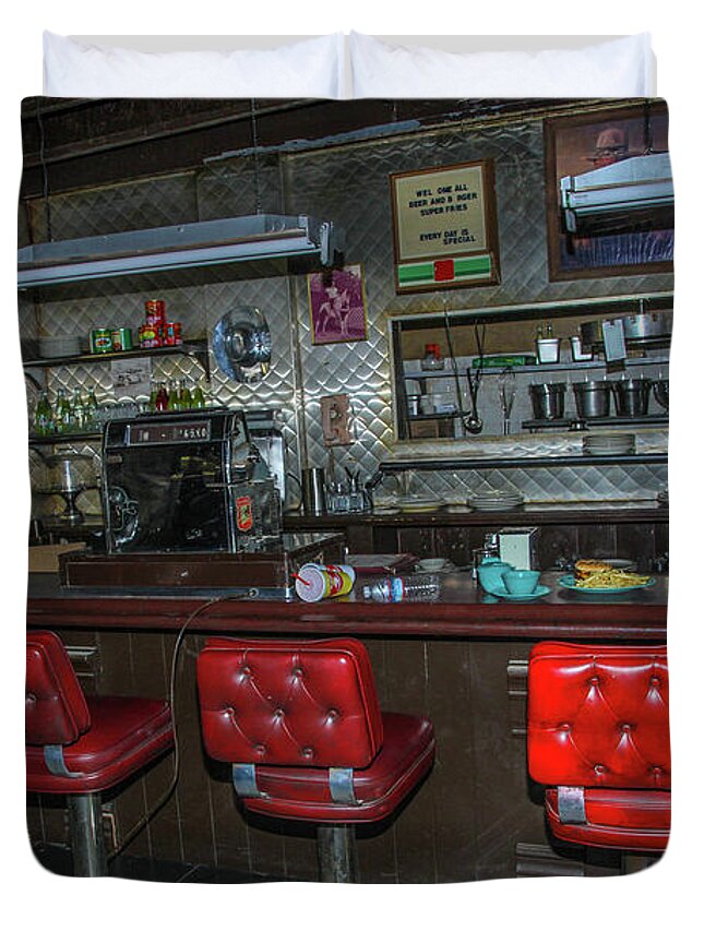 Interior Duvet Cover featuring the photograph Diner Interior by Robert Hebert