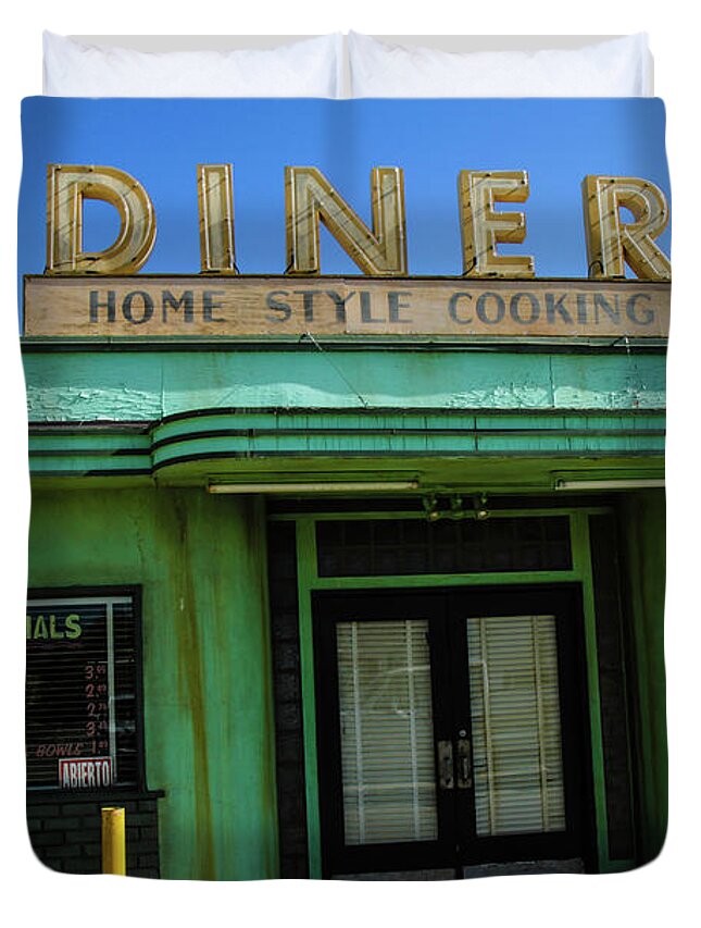 Four Aces Diner Duvet Cover featuring the photograph Diner by Robert Hebert