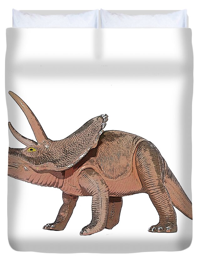 Triceraptos Duvet Cover featuring the digital art Dino Triceraptos by Miroslav Nemecek