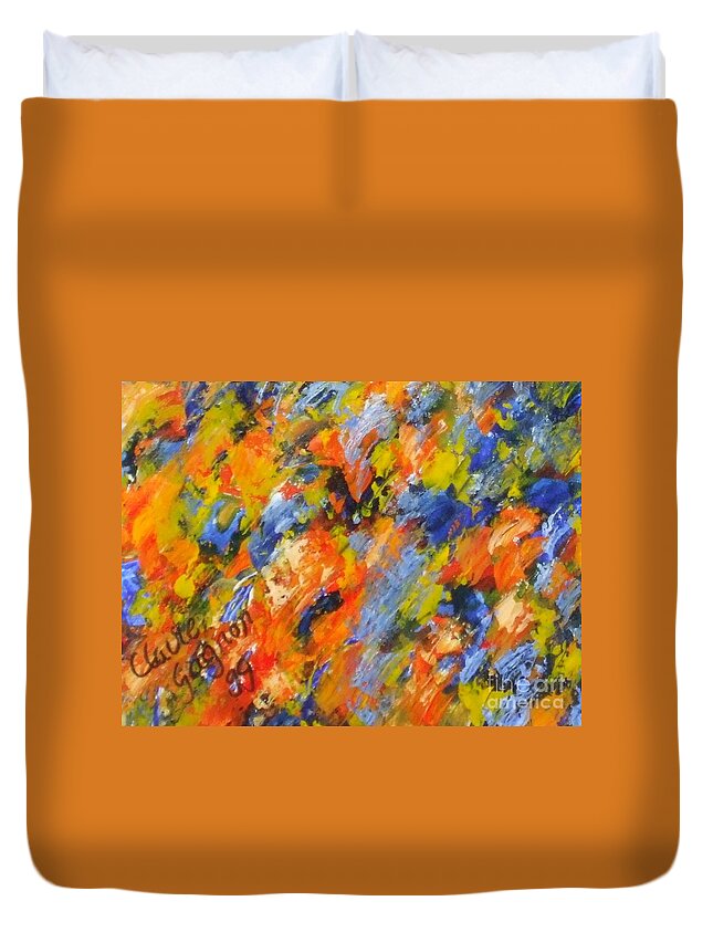 Diptych Duvet Cover featuring the painting Diptych Part 2 by Claire Gagnon