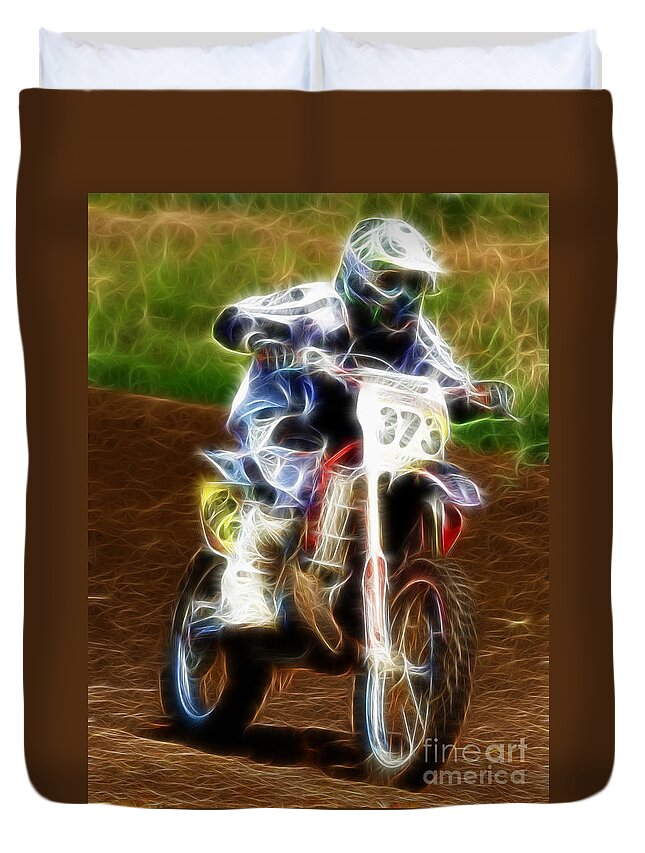 Bike Duvet Cover featuring the photograph Dirtbike fractal by Steev Stamford