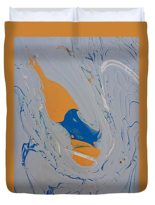 Abstract Duvet Cover featuring the painting Discarded Pumpkin Core by Gyula Julian Lovas