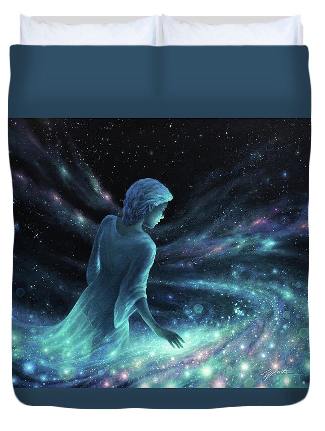 Epiphany Duvet Cover featuring the painting Discovery by Lucy West