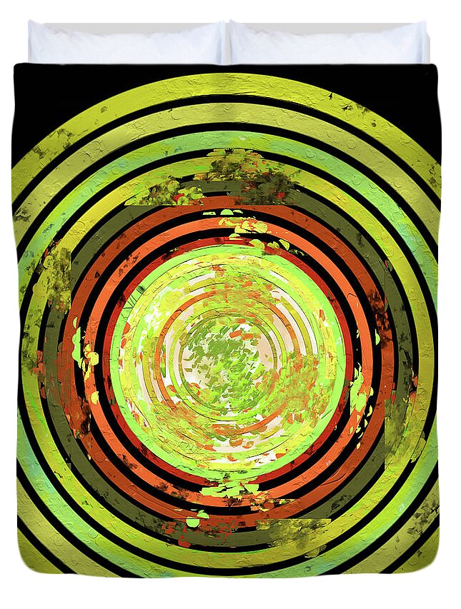 Abstract Duvet Cover featuring the digital art Disk3 by SC Heffner