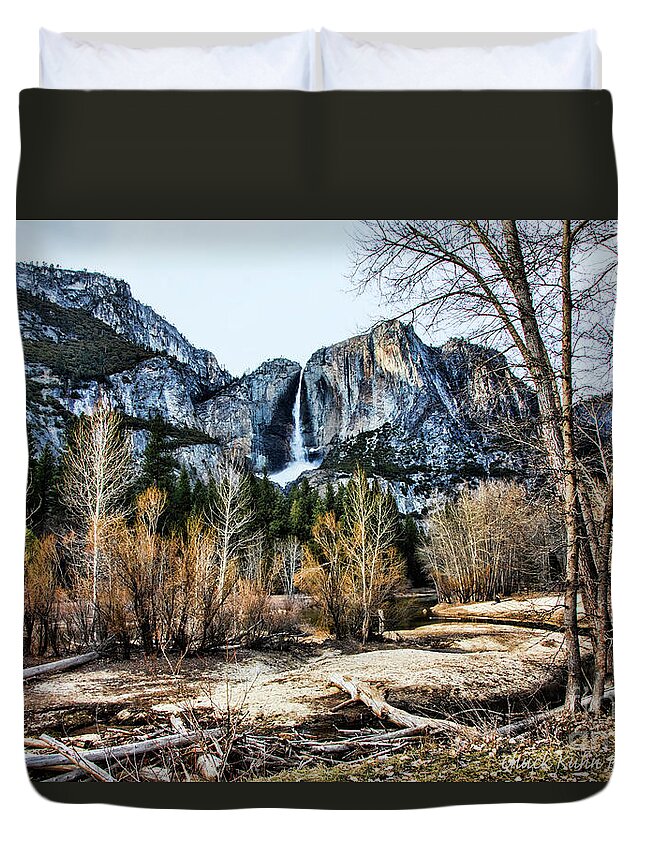 Yosemite Duvet Cover featuring the photograph Distance Falls by Chuck Kuhn