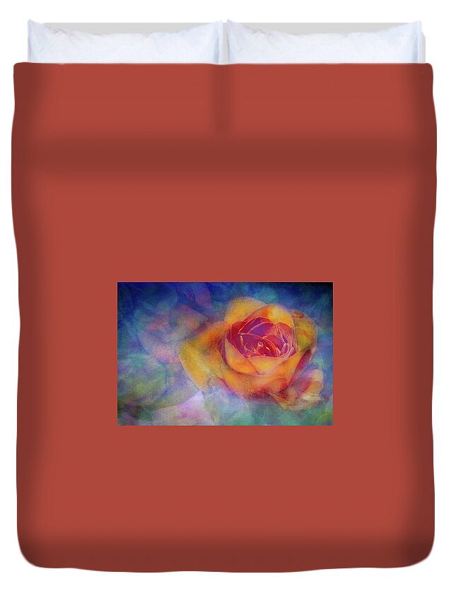 Flowers Duvet Cover featuring the painting Do not watch the petals fall by Ches Black