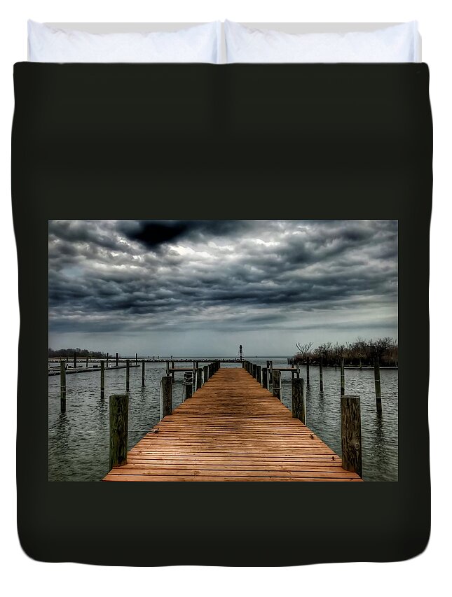 Dock Duvet Cover featuring the photograph Dock of the Bay by Chris Montcalmo