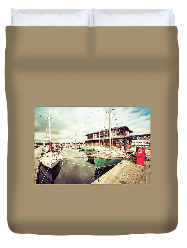Boat Duvet Cover featuring the photograph Dockside by Rebekah Zivicki