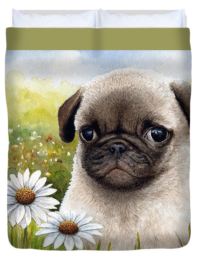 Dog Duvet Cover featuring the painting Dog 114 by Lucie Dumas