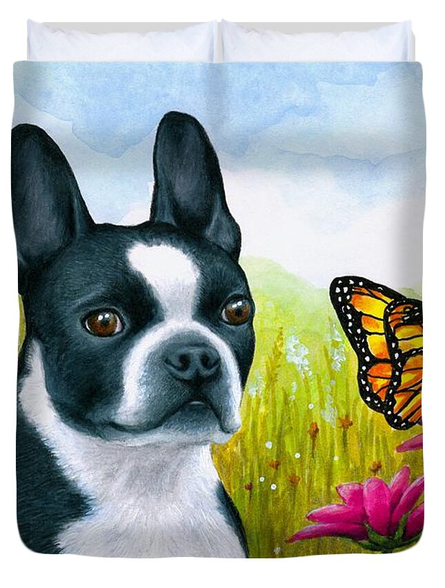 Dog Duvet Cover featuring the painting Dog 134 by Lucie Dumas