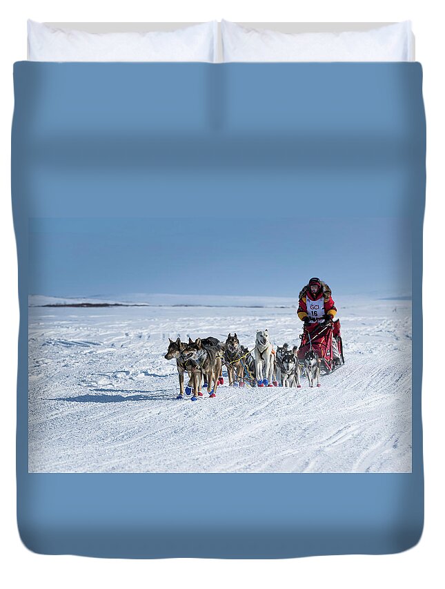 Alaska Duvet Cover featuring the photograph Dog Team on Iditarod Trail by Scott Slone