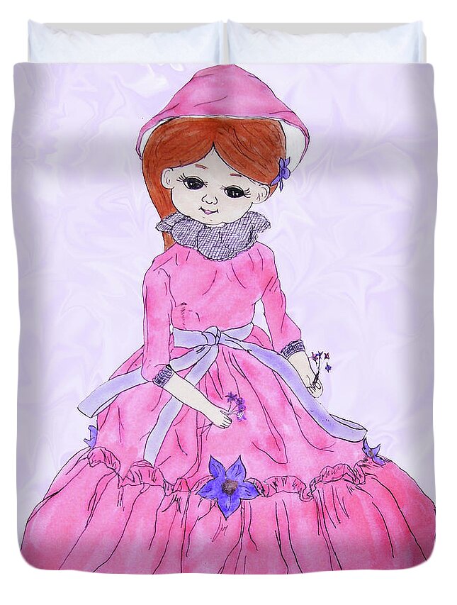 Doll Duvet Cover featuring the painting Doll by Susan Turner Soulis