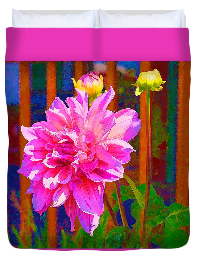 Bellingham Duvet Cover featuring the photograph Dolled Up Dahlia by Judy Wright Lott