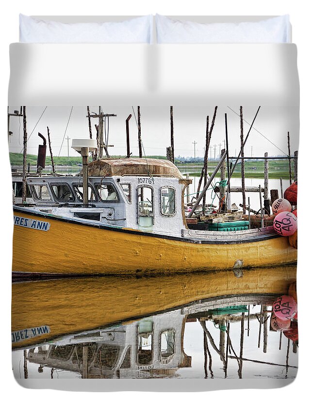 Fishing Boat Duvet Cover featuring the photograph Dolores Ann the old fair lady by Tatiana Travelways