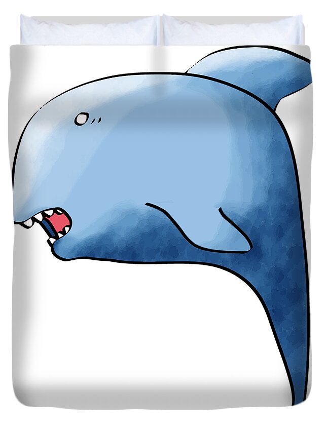 Dolphin Duvet Cover featuring the digital art Dolphin Blue by Piotr Dulski