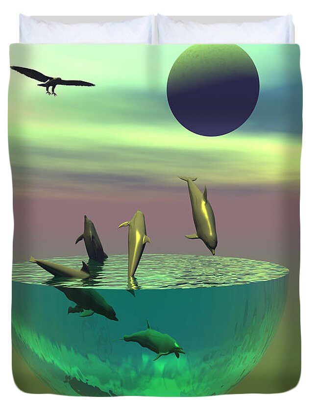 Bryce Duvet Cover featuring the digital art Dolphin heaven by Claude McCoy