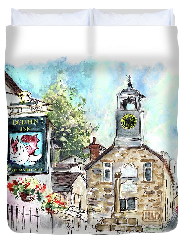 Travel Duvet Cover featuring the painting Dolphin Inn In Grampound by Miki De Goodaboom