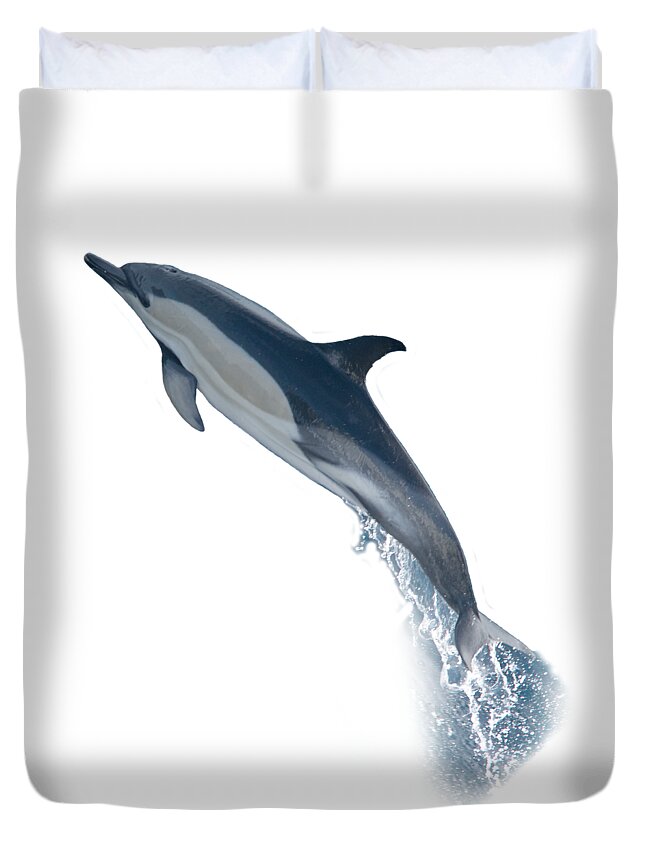 Dolphin Duvet Cover featuring the photograph Dolphin leaping T-shirt by Tony Mills