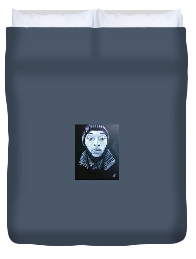 African-american Men Duvet Cover featuring the painting Dominic by Jenny Pickens