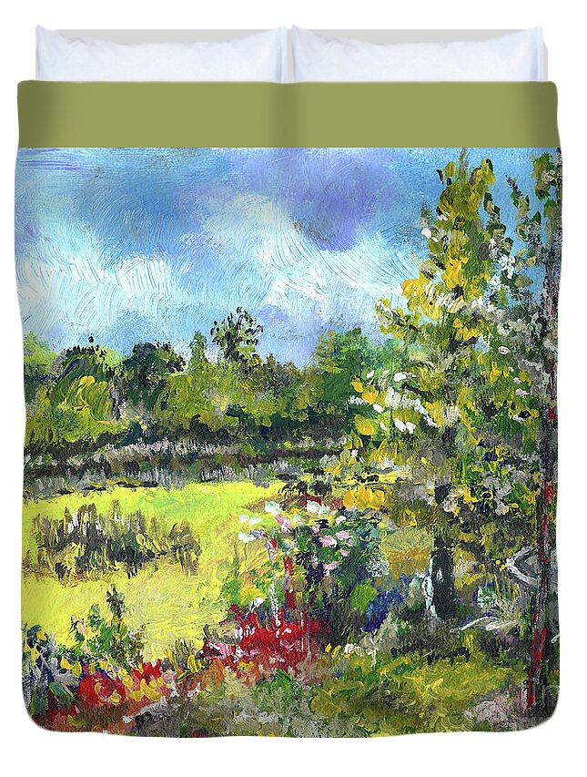 Watershed Duvet Cover featuring the painting Don t Forget the Wall by Joseph A Langley