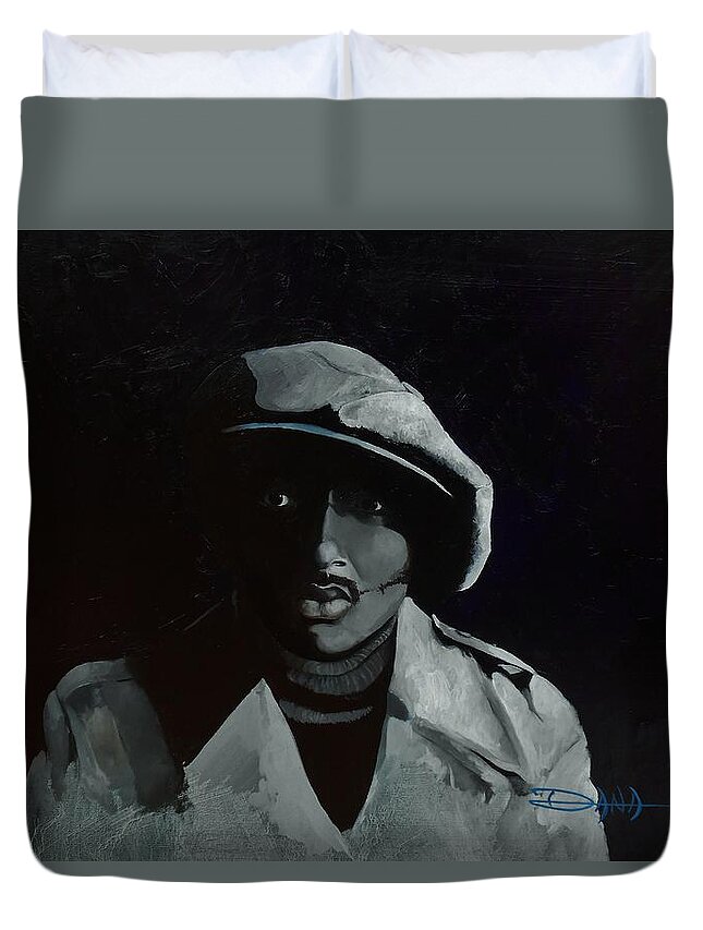 Portrait Duvet Cover featuring the painting Donnie Hathaway by Dana Newman