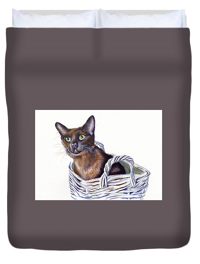 Cats Duvet Cover featuring the painting Don't forget ME by Debra Hall