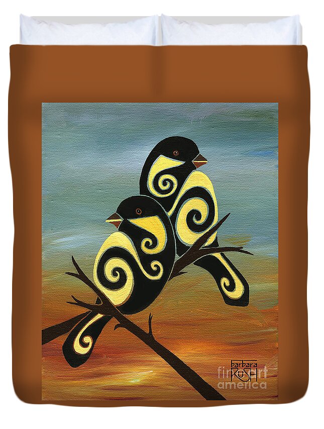 Chickadee Duvet Cover featuring the painting Don't Keep Your Music Inside II by Barbara Rush