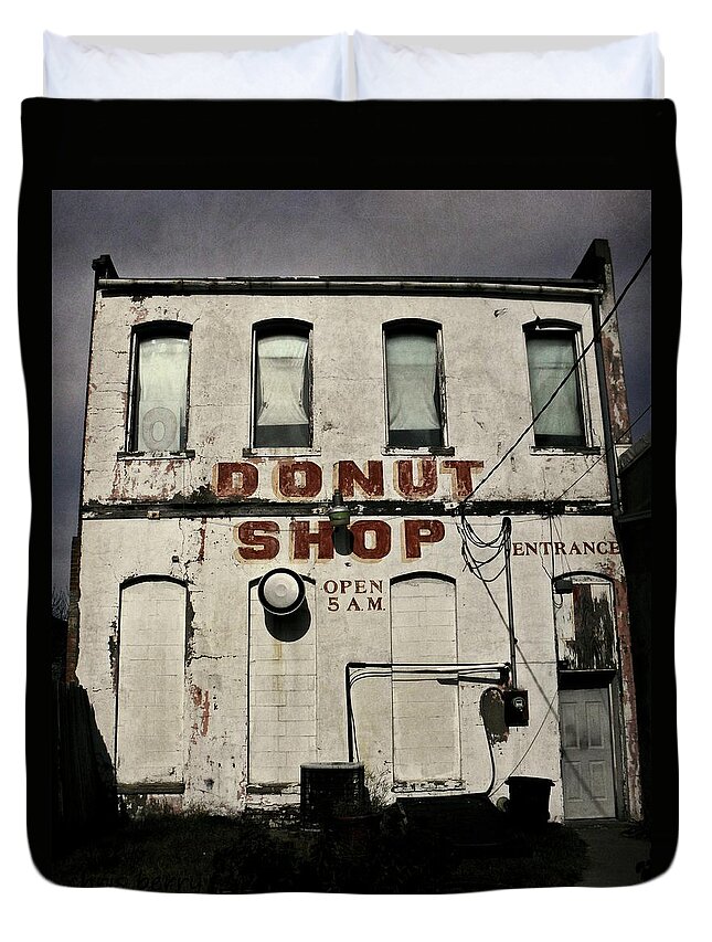 Building Duvet Cover featuring the photograph Donut Shop by Chris Berry