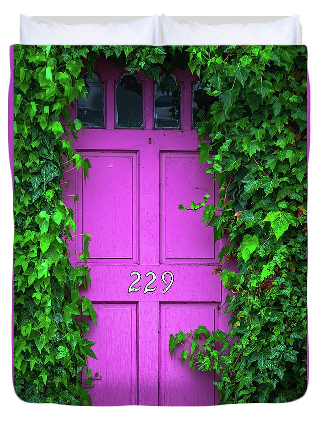 Pink Duvet Cover featuring the photograph Door 229 by Darren White