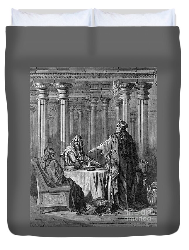 1880 Duvet Cover featuring the drawing Queen Esther #2 by Gustave Dore