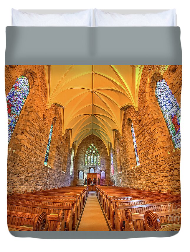 Dornoch Cathedral Duvet Cover featuring the photograph Dornoch Cathedral Scottish Highlands by Benny Marty
