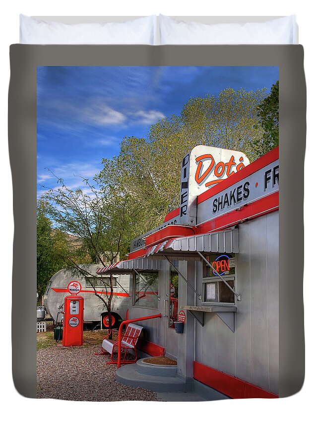 Diner Duvet Cover featuring the photograph Dot's Diner in Bisbee by Charlene Mitchell