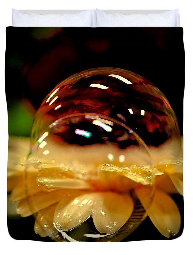 David Patterson Duvet Cover featuring the photograph Double Bubble Flower by David Patterson