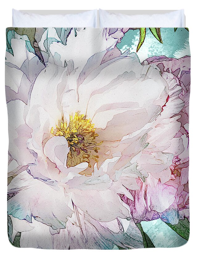 5dii Duvet Cover featuring the digital art Double Peony by Mark Mille