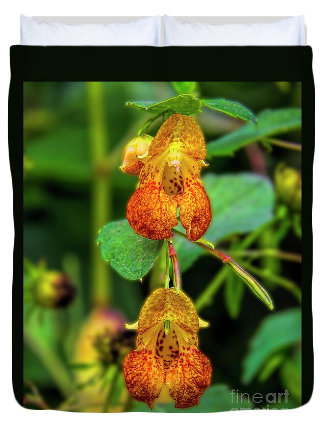 Jewelweed Duvet Cover featuring the photograph Double shot of Jewelweed by Barbara Bowen