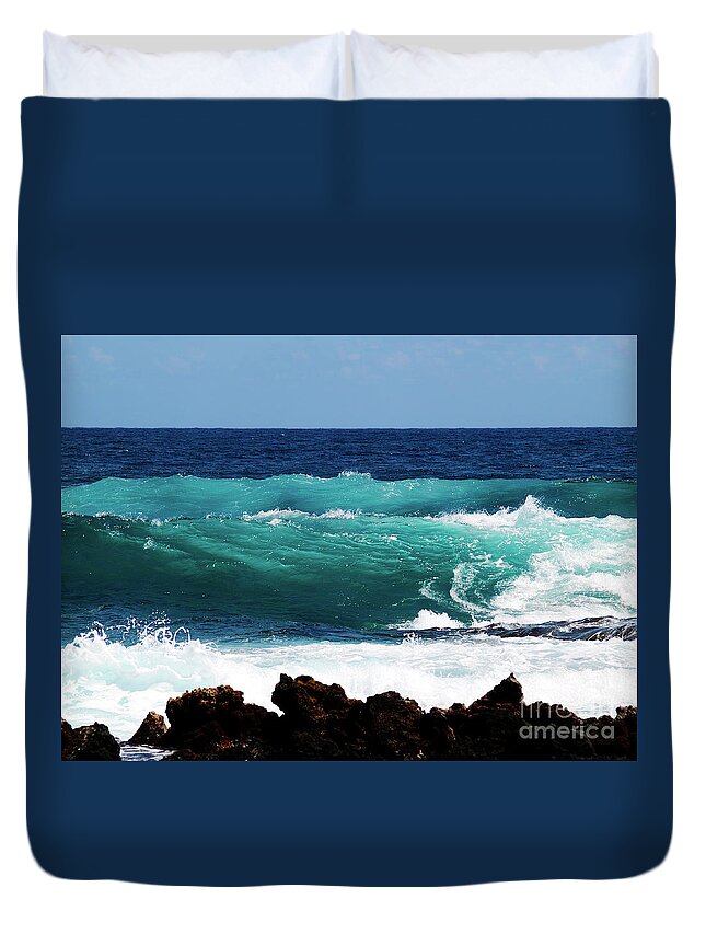 Fine Art Photography Duvet Cover featuring the photograph Double Waves by Patricia Griffin Brett