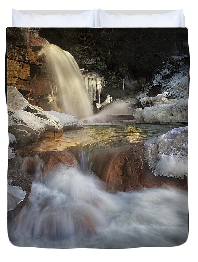 Waterfall Duvet Cover featuring the photograph Douglas Falls Flow by Art Cole