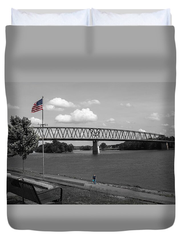 Ohio River Duvet Cover featuring the photograph Down by the River by Holden The Moment