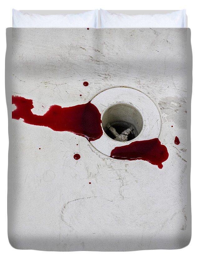 Dirty Duvet Cover featuring the photograph Down the Drain by Margie Hurwich