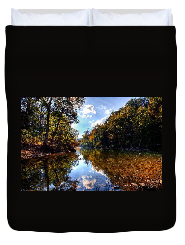 Ozark Campground Duvet Cover featuring the photograph Downriver at Ozark Campground by Michael Dougherty
