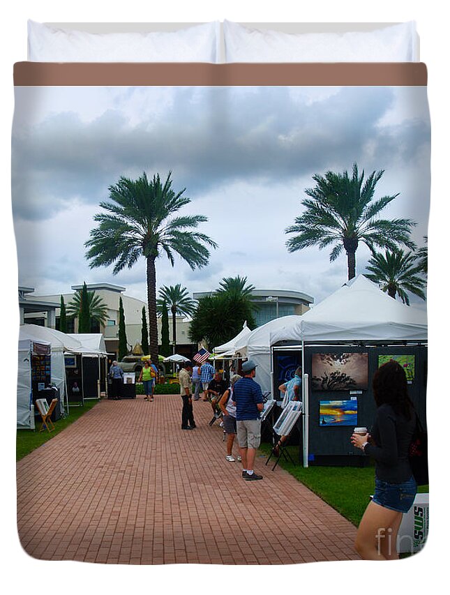 Art Duvet Cover featuring the photograph Downtown Art Show in Tropical Paradise Florida C1 by Ricardos Creations