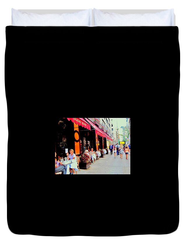 City Duvet Cover featuring the photograph Downtown Sidewalk by Margie Avellino